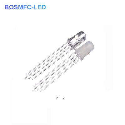 4 pinos RGB LED 5mm através do buraco 0,06W, Anodo comum Lente transparente F5 LED Tri Color