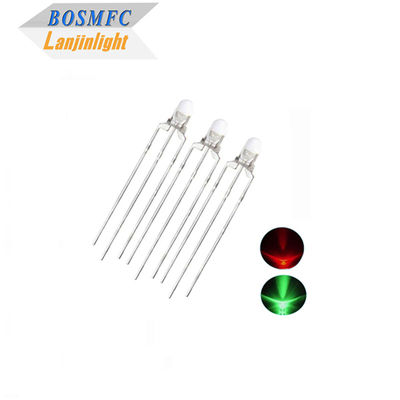 Bi Color 3mm Through Hole LED Multifuncional 20mA Luz Vermelha e Verde