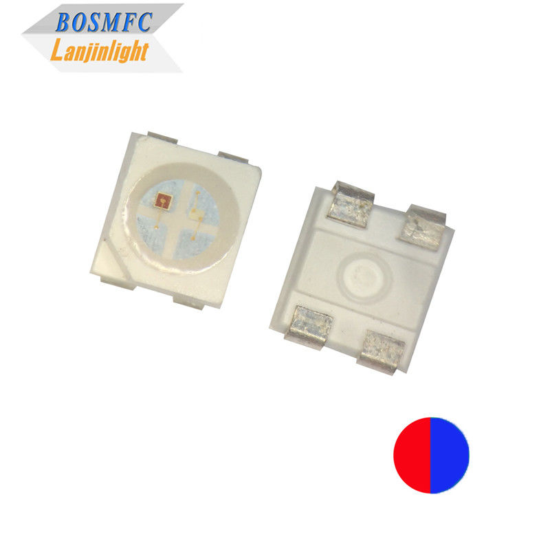20mA Bi Color PLCC4 3528 SMD LED Chip 1,9 mm Espessura Vermelho e Azul Cor 4 Pins