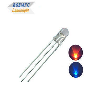 1.8V-2.4V Diodo LED de dupla cor 5mm através do buraco Vermelho Cor azul Alto brilho